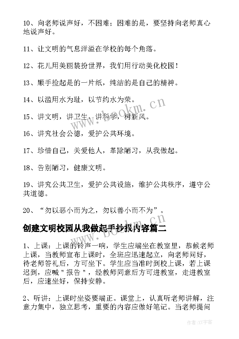 最新创建文明校园从我做起手抄报内容(实用5篇)