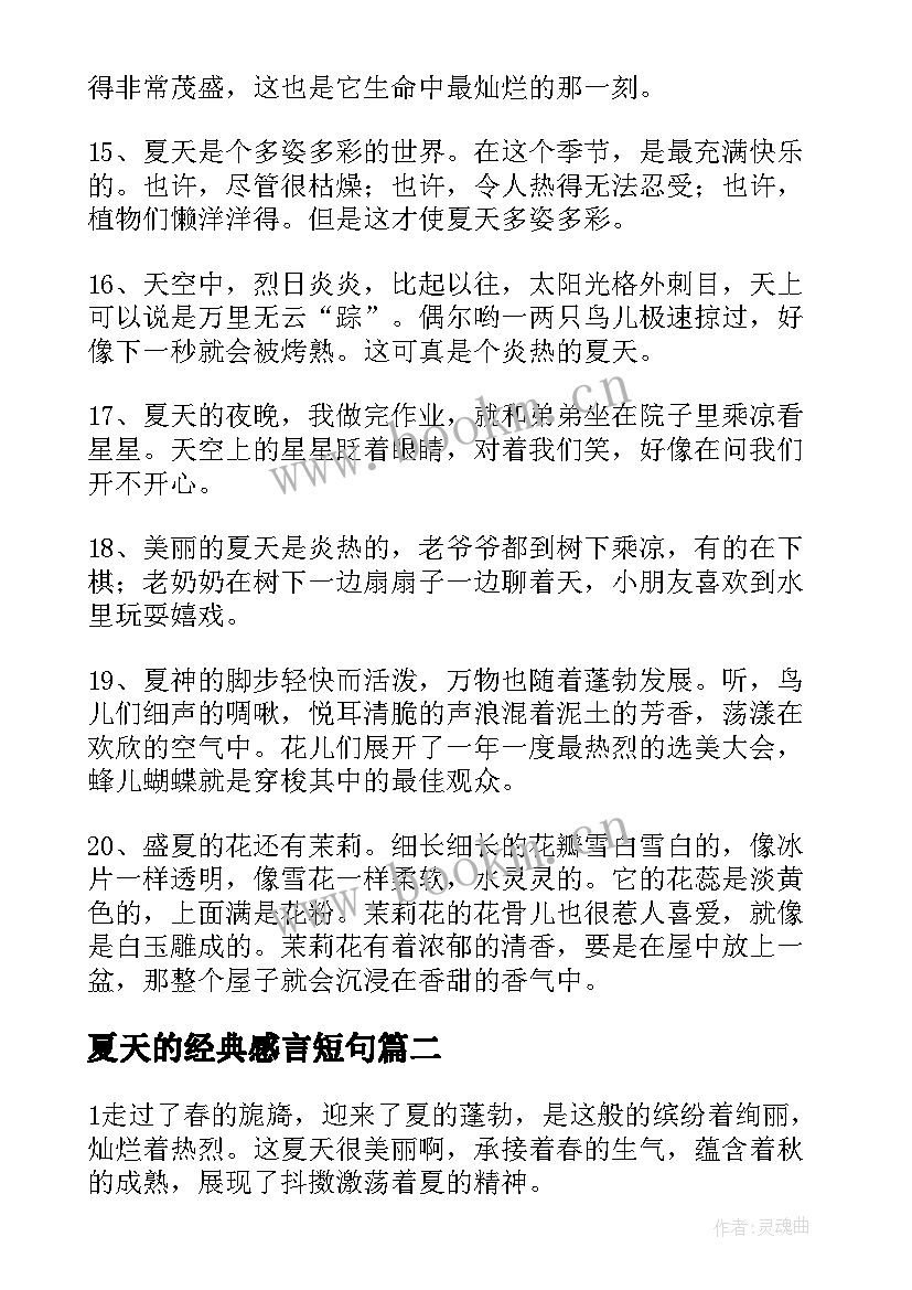 最新夏天的经典感言短句 经典夏天感言(精选5篇)