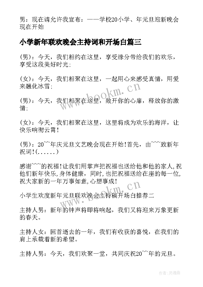 2023年小学新年联欢晚会主持词和开场白(汇总5篇)