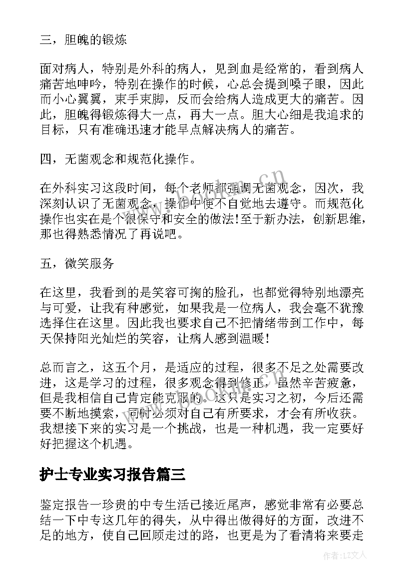 2023年护士专业实习报告(优质5篇)