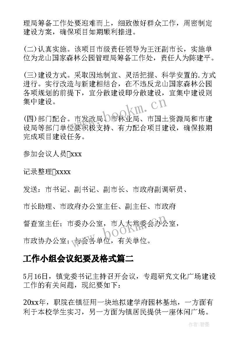 2023年工作小组会议纪要及格式(精选9篇)