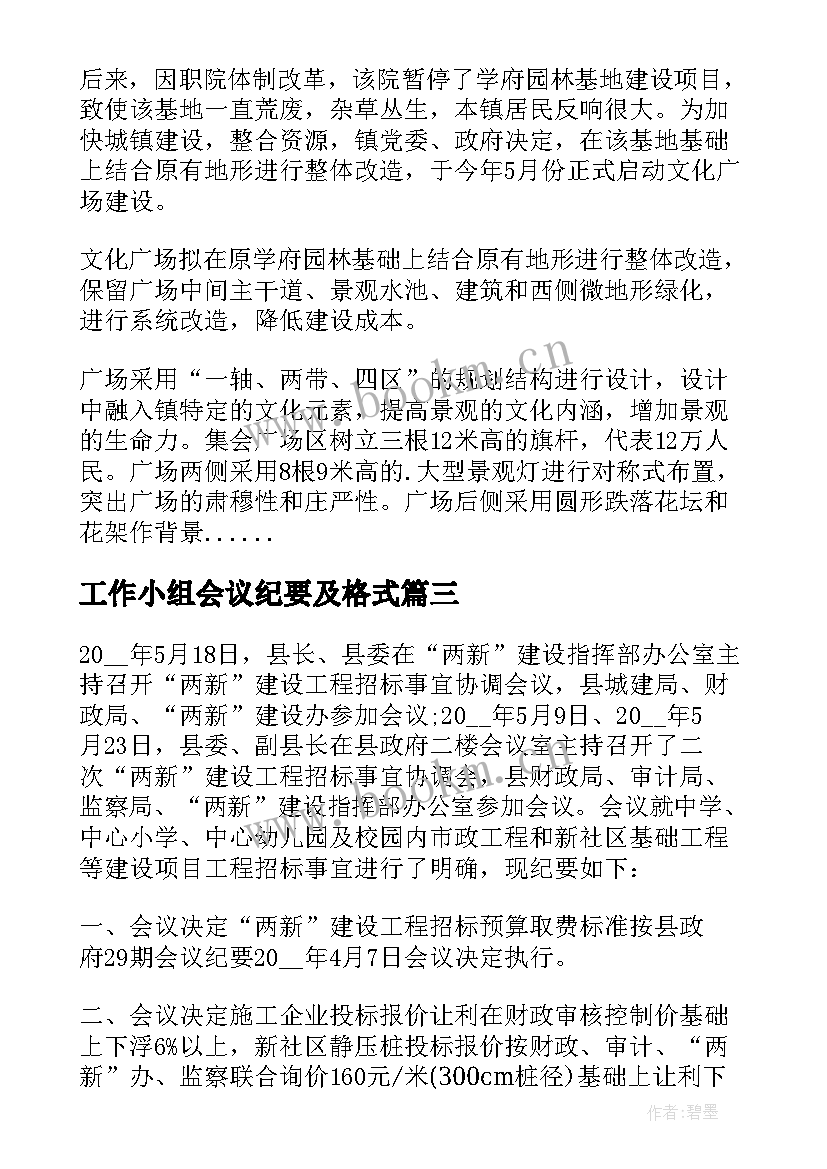 2023年工作小组会议纪要及格式(精选9篇)