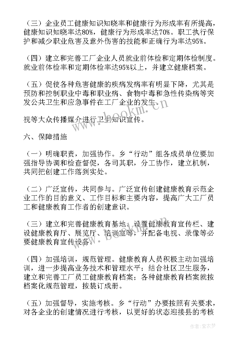 最新健康企业创建工作汇报(大全5篇)