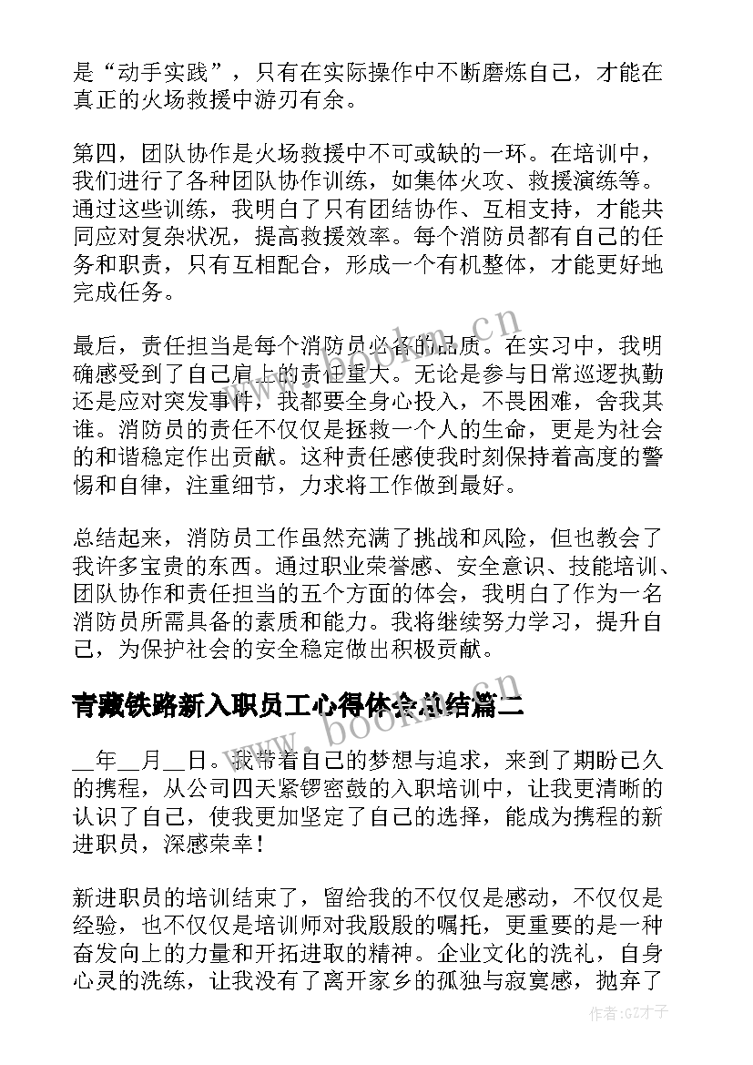 最新青藏铁路新入职员工心得体会总结(精选7篇)