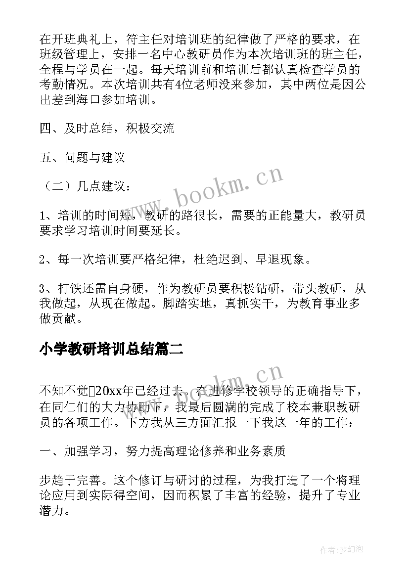 最新小学教研培训总结(精选5篇)