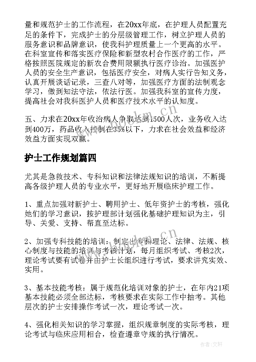 护士工作规划(模板10篇)