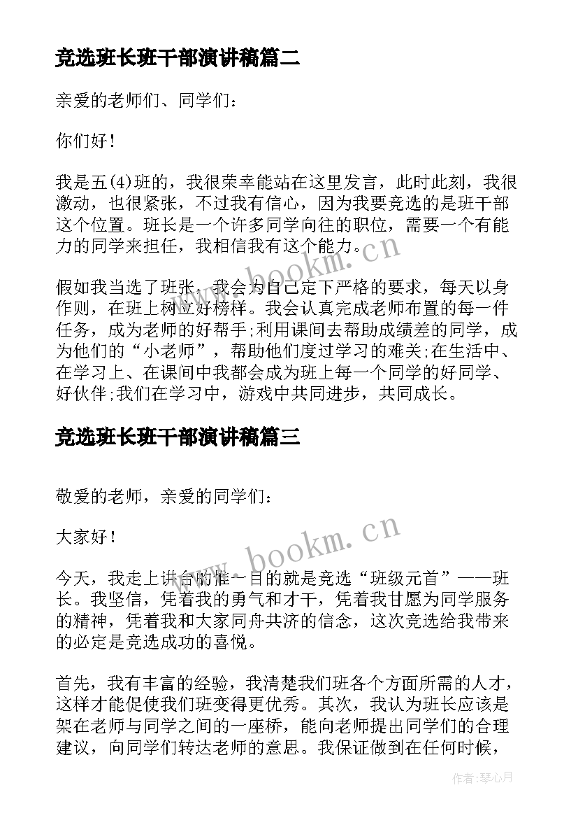 最新竞选班长班干部演讲稿 大学班干部班长竞选演讲稿(实用5篇)