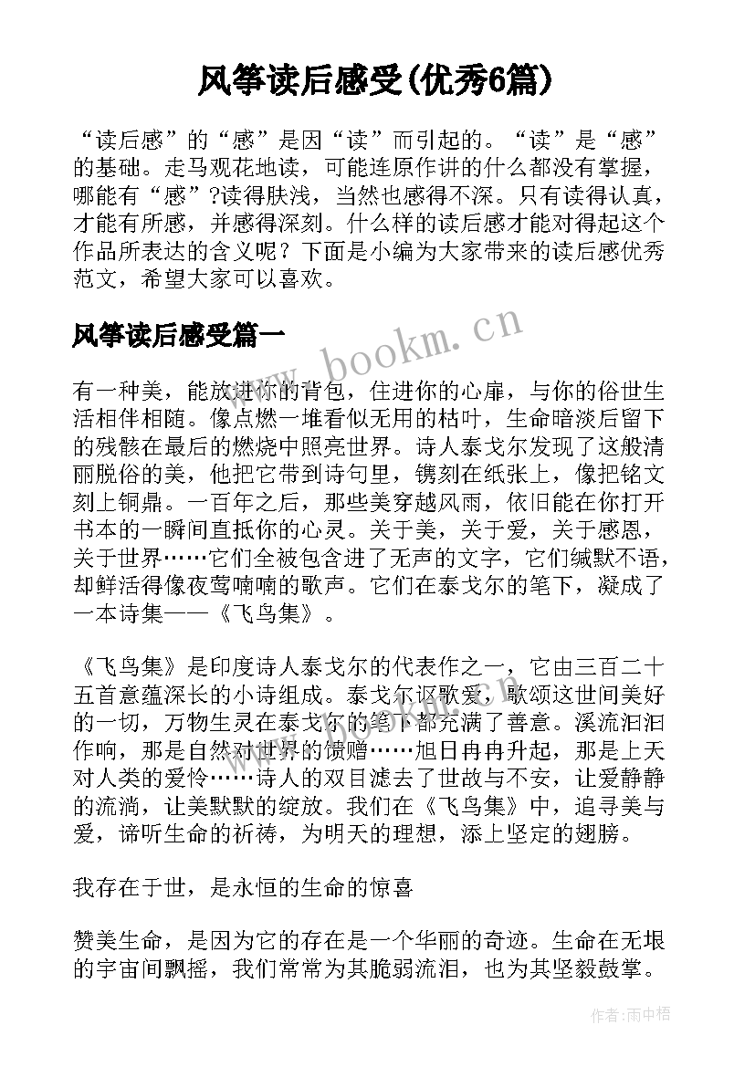 风筝读后感受(优秀6篇)