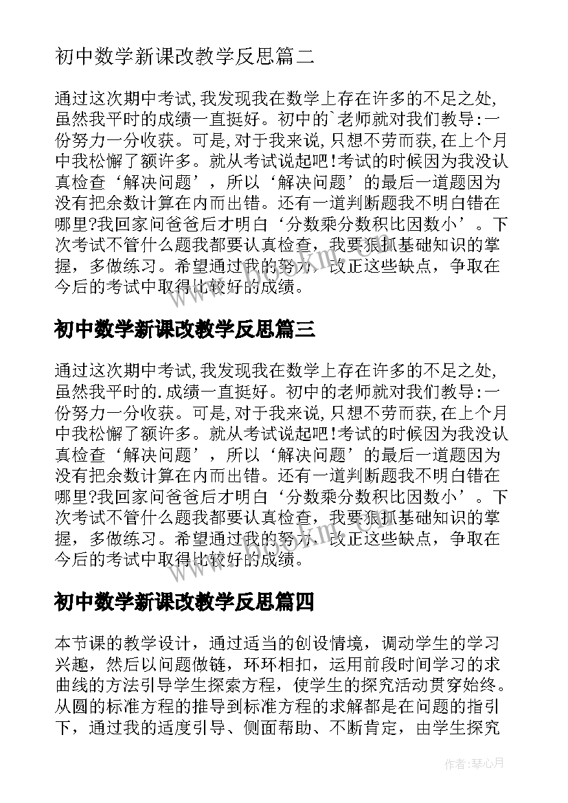 2023年初中数学新课改教学反思(实用5篇)