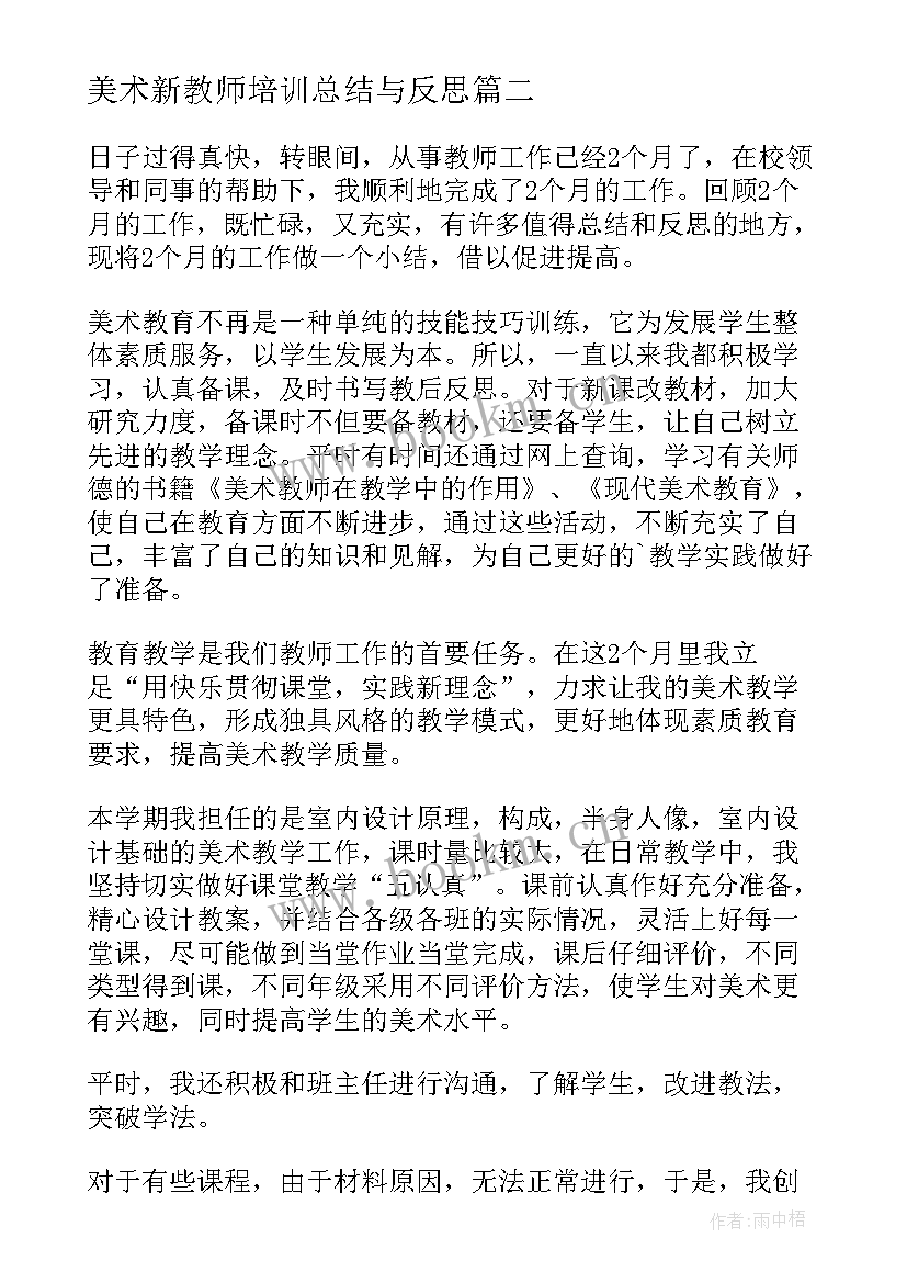 2023年美术新教师培训总结与反思 美术教师培训总结(模板5篇)