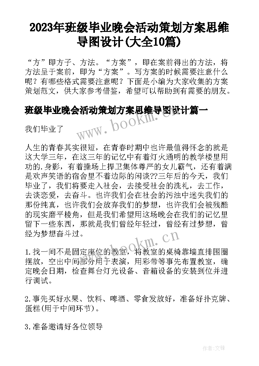 2023年班级毕业晚会活动策划方案思维导图设计(大全10篇)