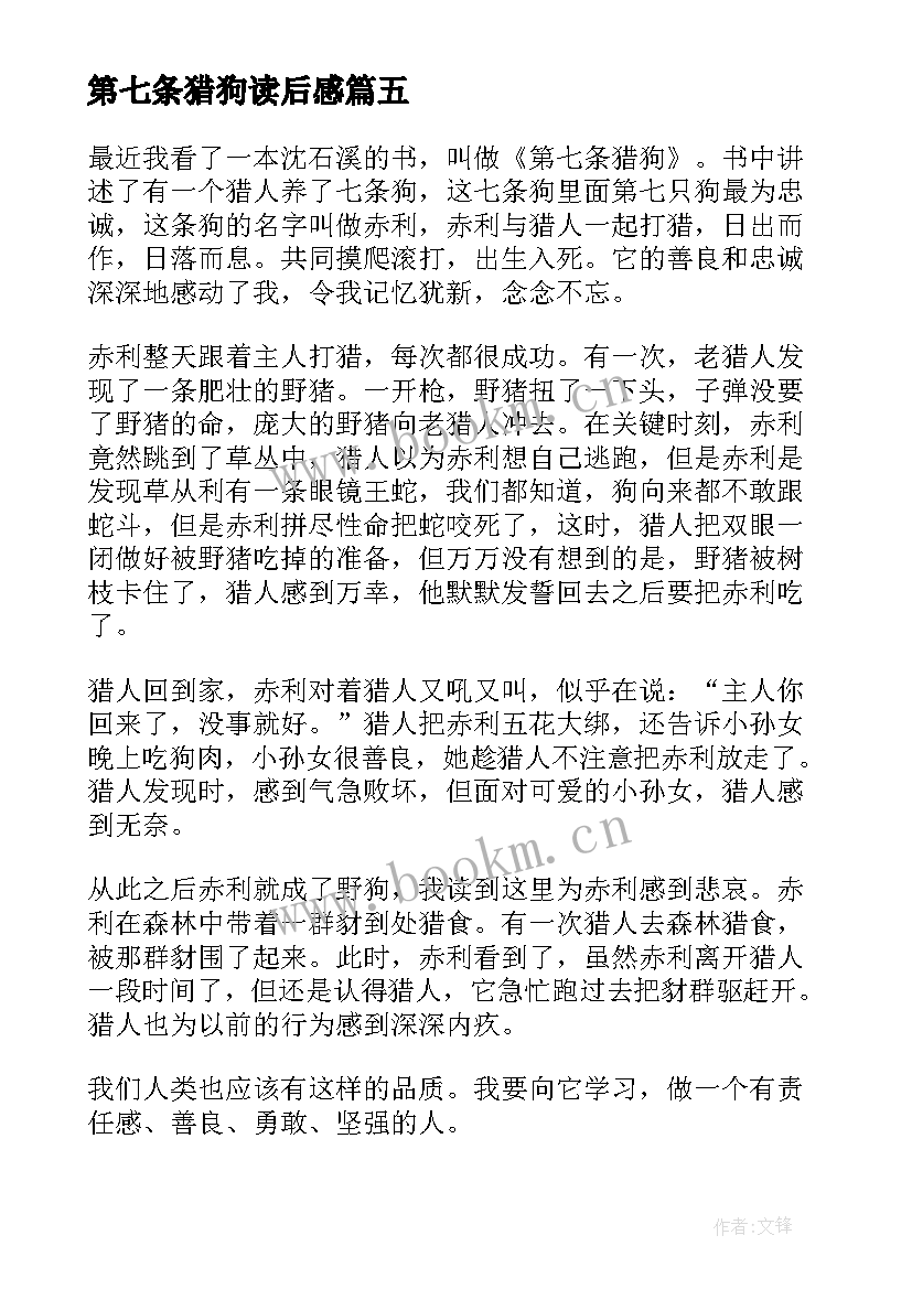 2023年第七条猎狗读后感 第七条猎狗读后感实用(优质10篇)