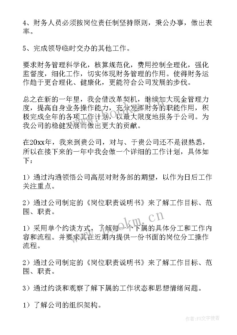 财务经理个人工作总结及工作计划 财务经理个人工作计划(优质5篇)