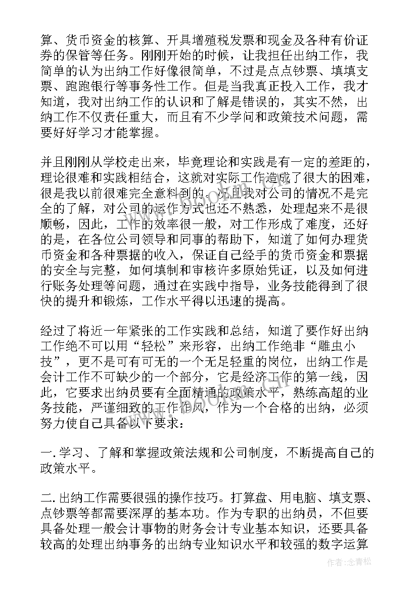 2023年政工年终工作总结 出纳年度个人工作总结集锦(优质10篇)