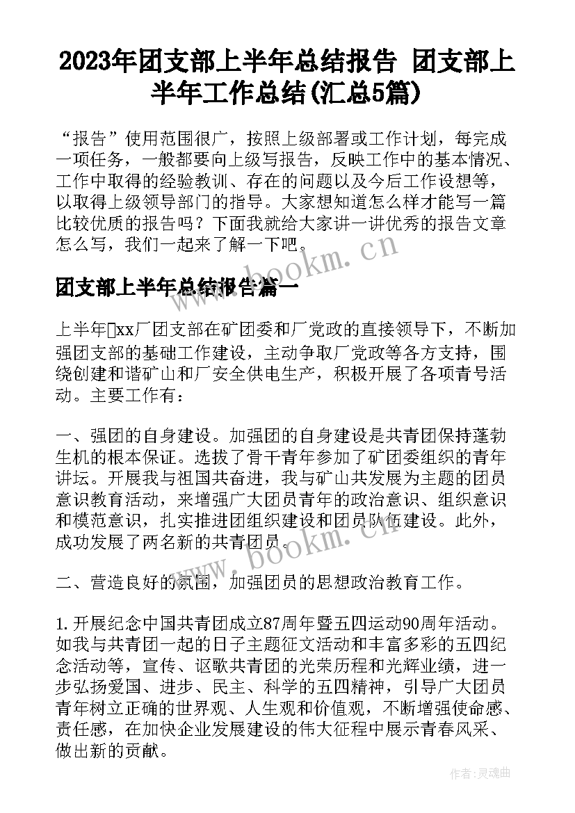 2023年团支部上半年总结报告 团支部上半年工作总结(汇总5篇)