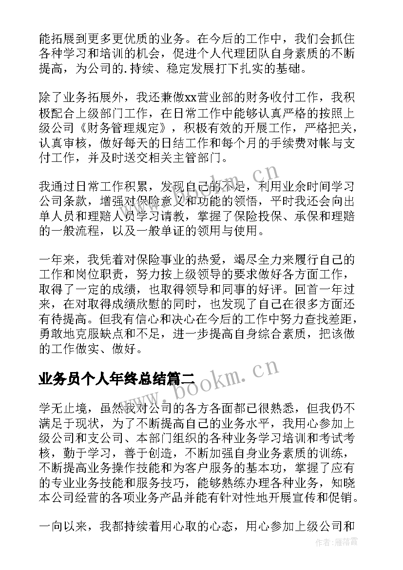 最新业务员个人年终总结(优质5篇)