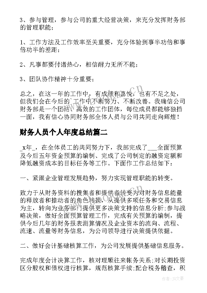 最新财务人员个人年度总结 财务人员个人年度工作总结(实用5篇)