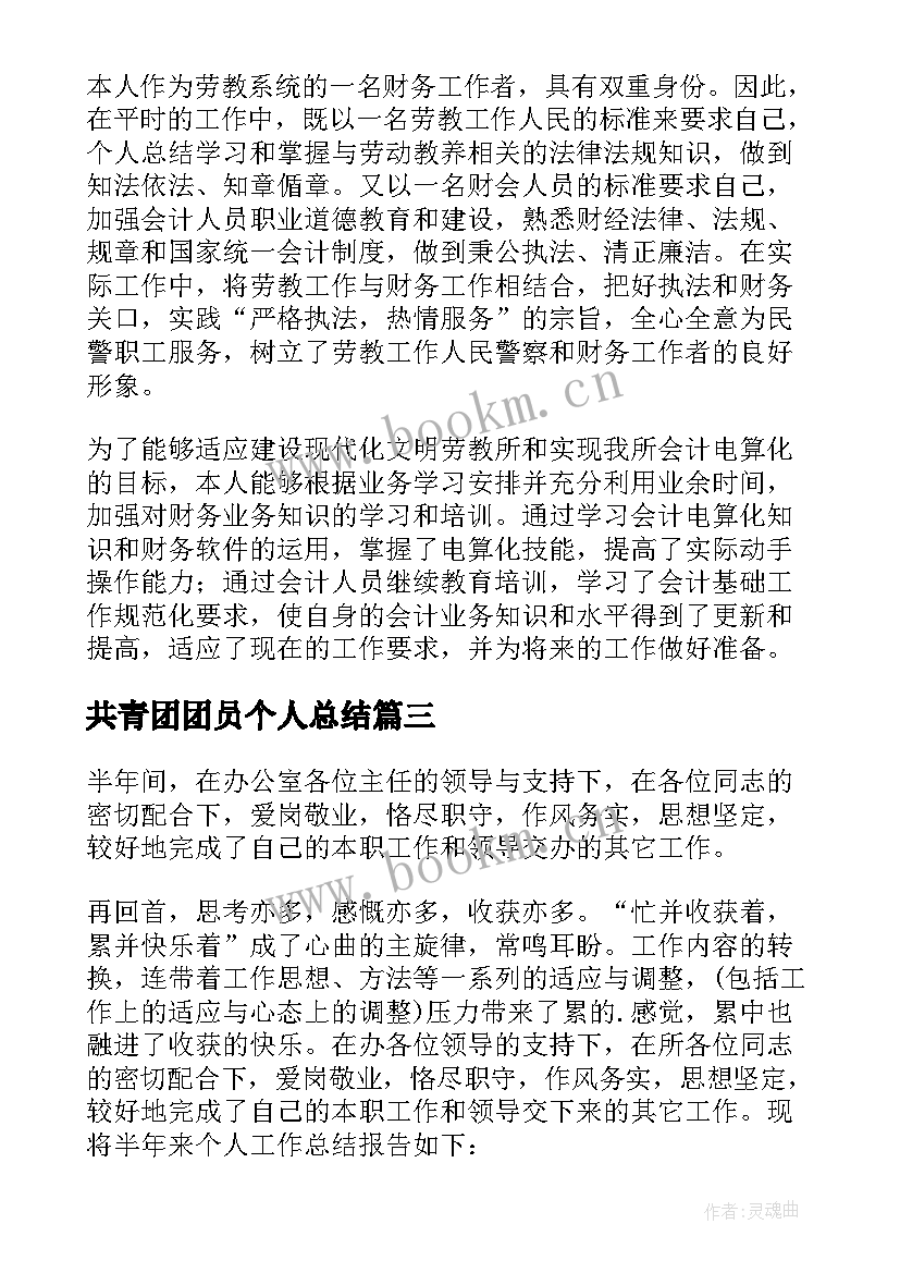 共青团团员个人总结(通用8篇)