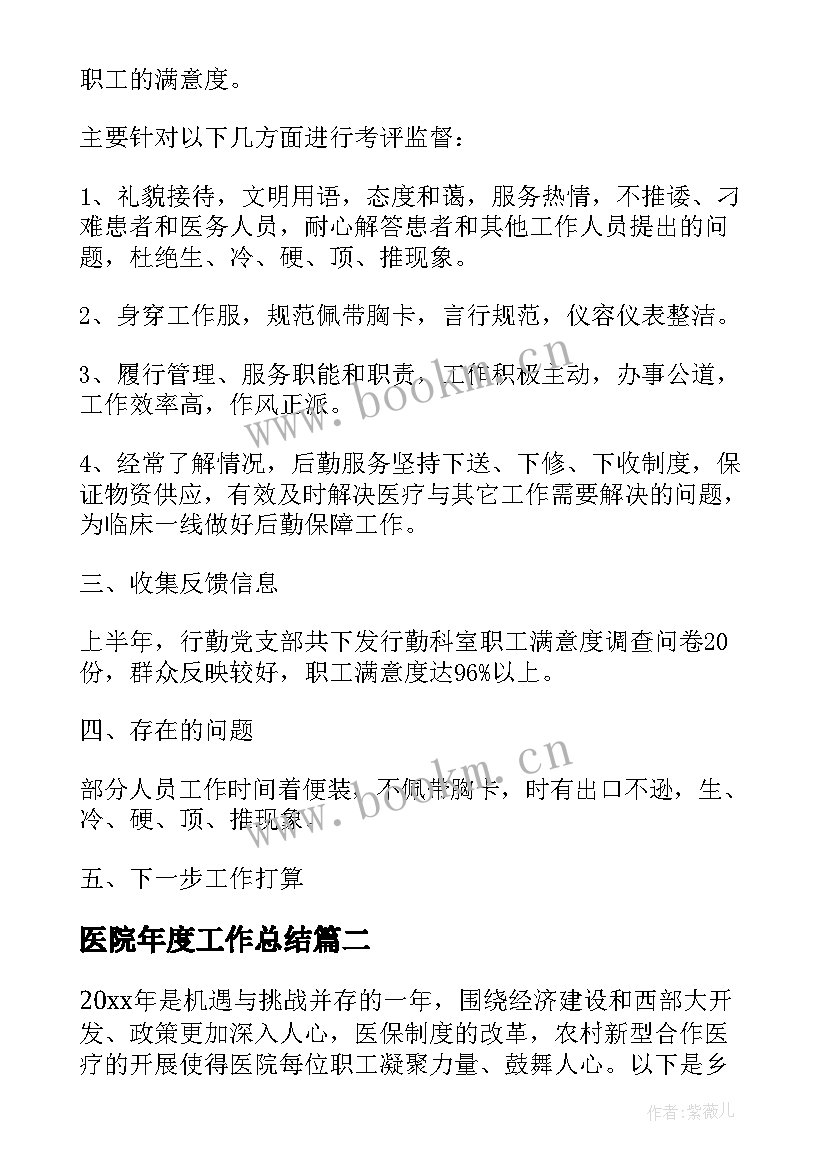 最新医院年度工作总结(模板5篇)