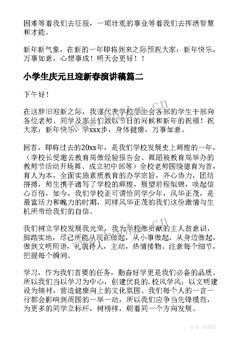 2023年小学生庆元旦迎新春演讲稿 庆元旦迎新年演讲稿(精选10篇)