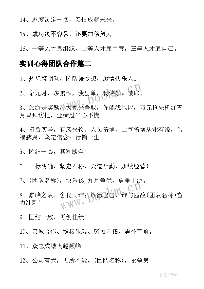 实训心得团队合作 团队协作心得体会团队协作工作感悟与反思(模板5篇)