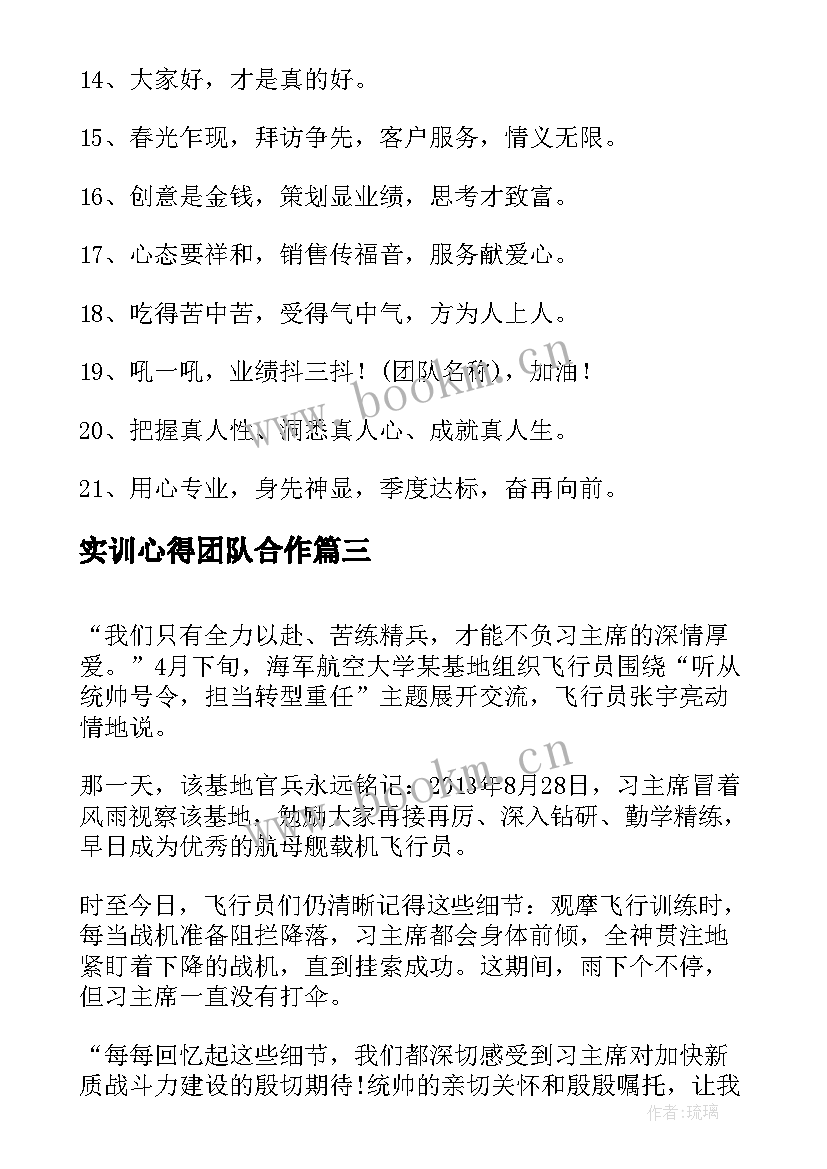 实训心得团队合作 团队协作心得体会团队协作工作感悟与反思(模板5篇)