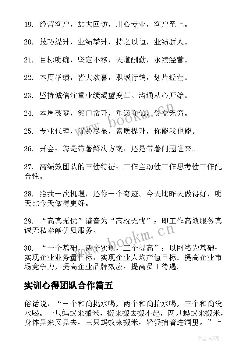 实训心得团队合作 团队协作心得体会团队协作工作感悟与反思(模板5篇)