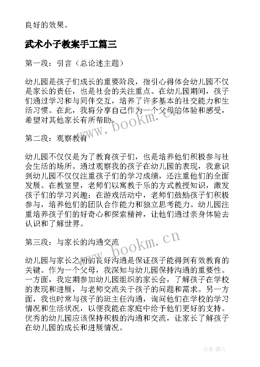 武术小子教案手工(实用7篇)