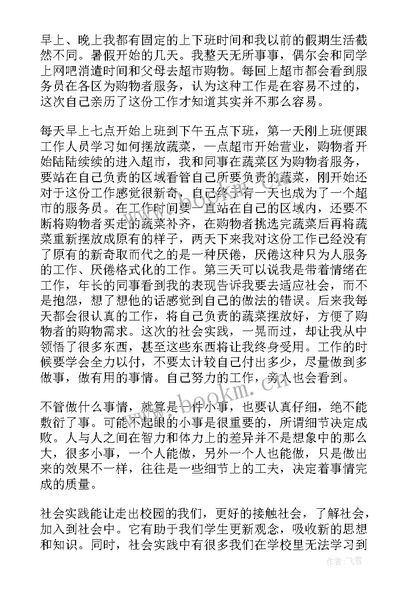 2023年暑假超市社会实践报告(汇总5篇)