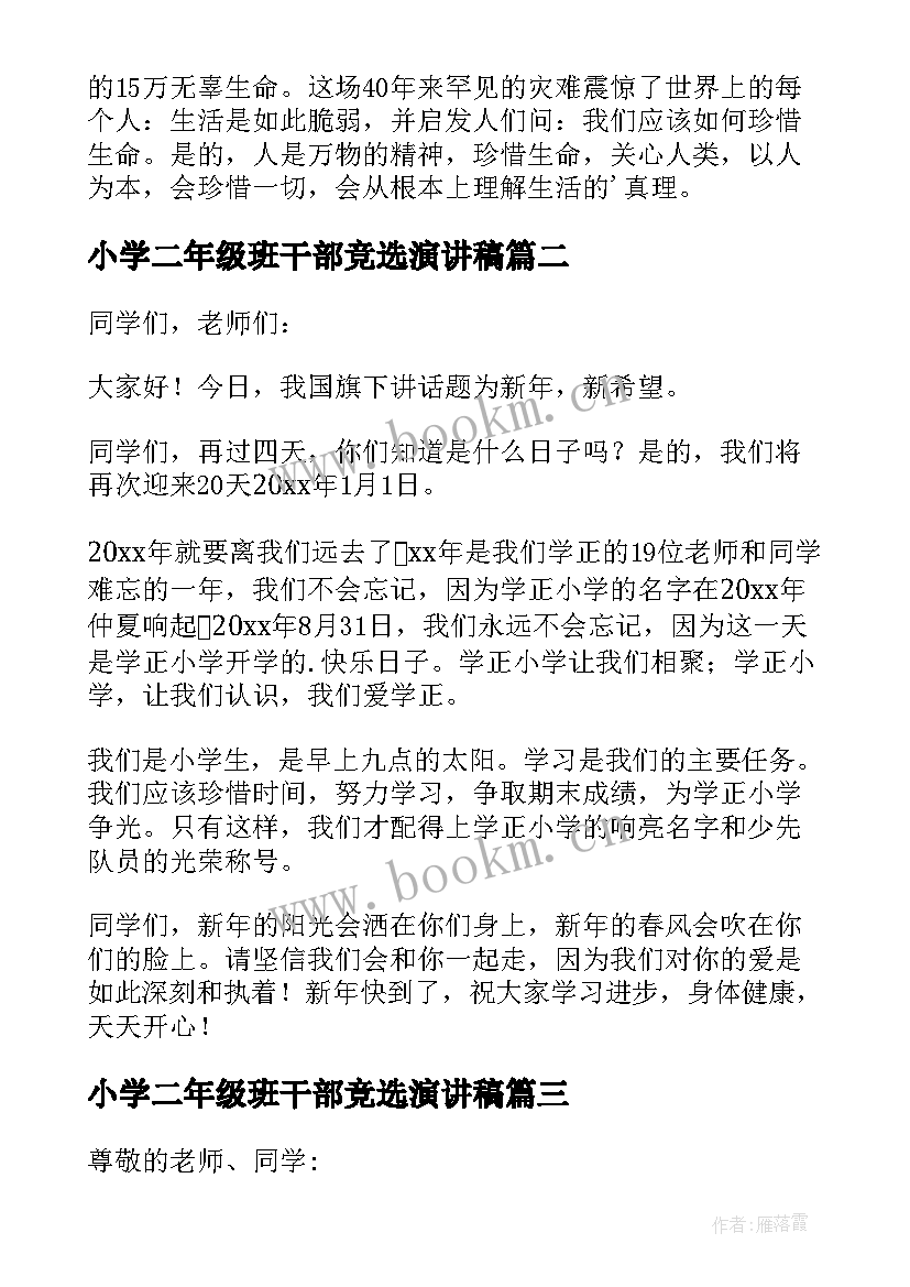 小学二年级班干部竞选演讲稿(精选5篇)