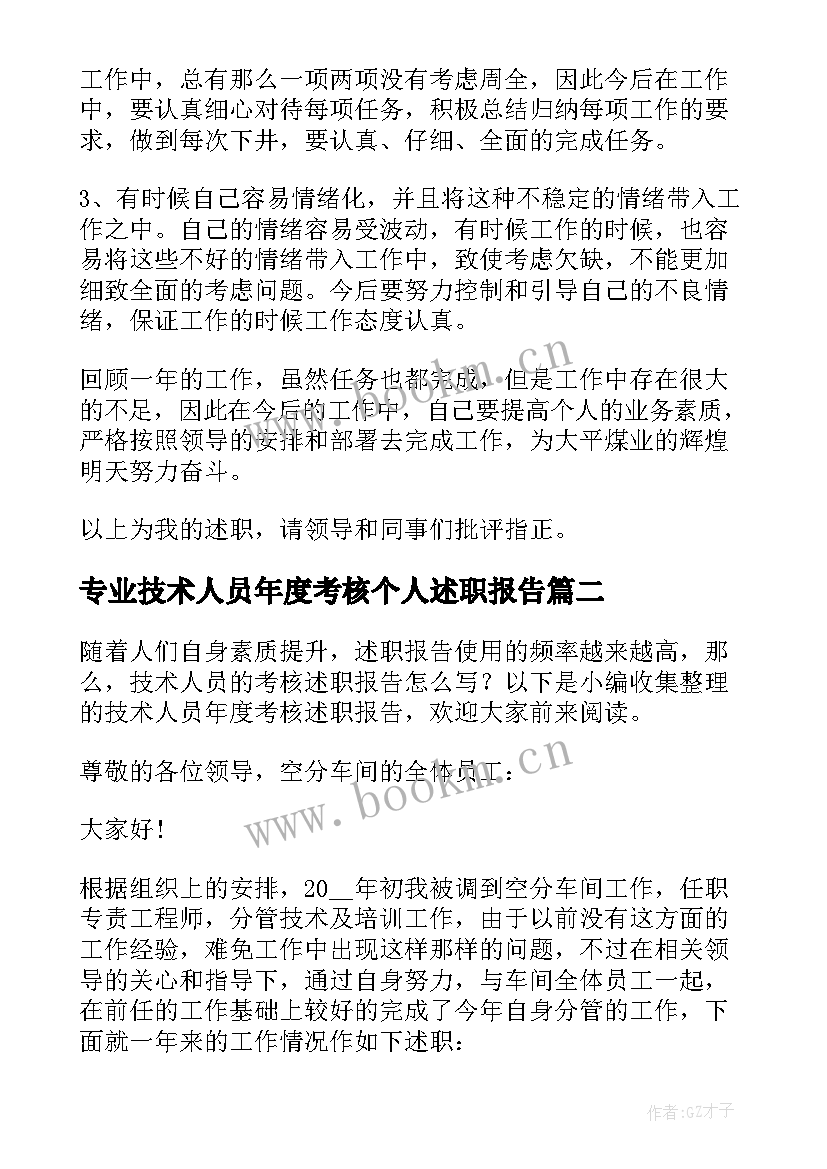 2023年专业技术人员年度考核个人述职报告(优质5篇)