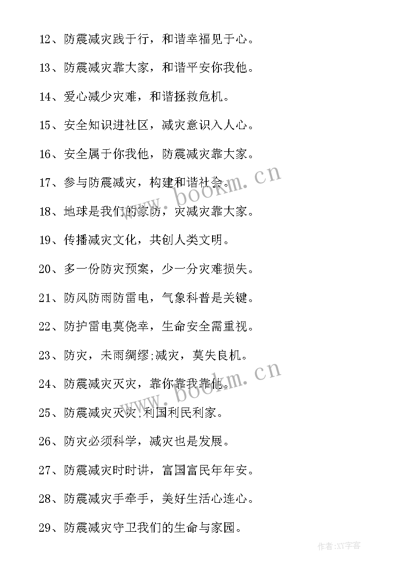 防震减灾宣传标语(精选5篇)