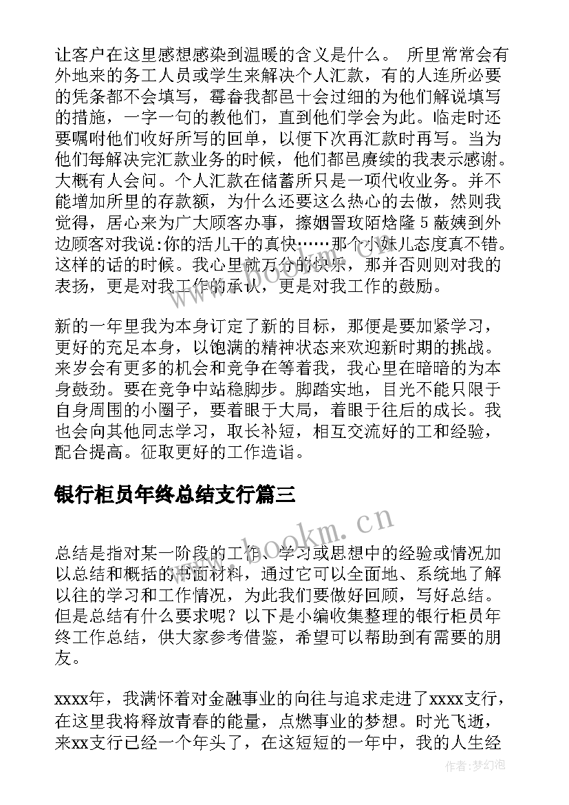 银行柜员年终总结支行 银行柜员年终工作总结(实用9篇)