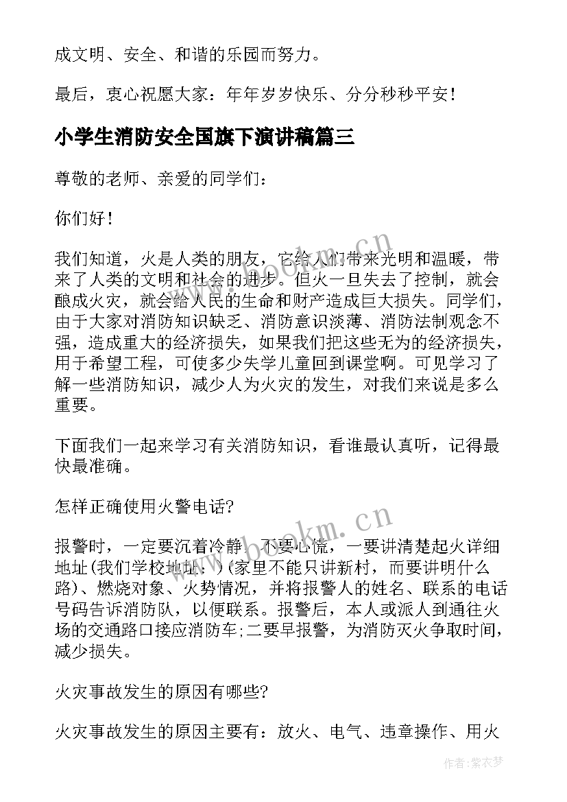 最新小学生消防安全国旗下演讲稿(优质9篇)