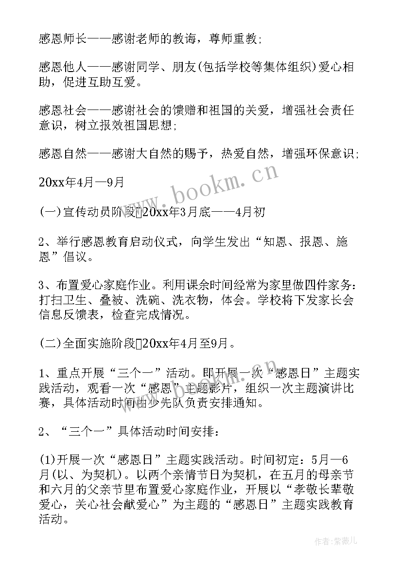 最新小学感恩教育活动美篇文案 小学感恩教育活动方案(实用7篇)