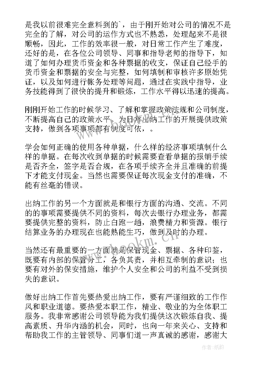 最新出纳员的年终工作总结 出纳年终工作总结(精选10篇)