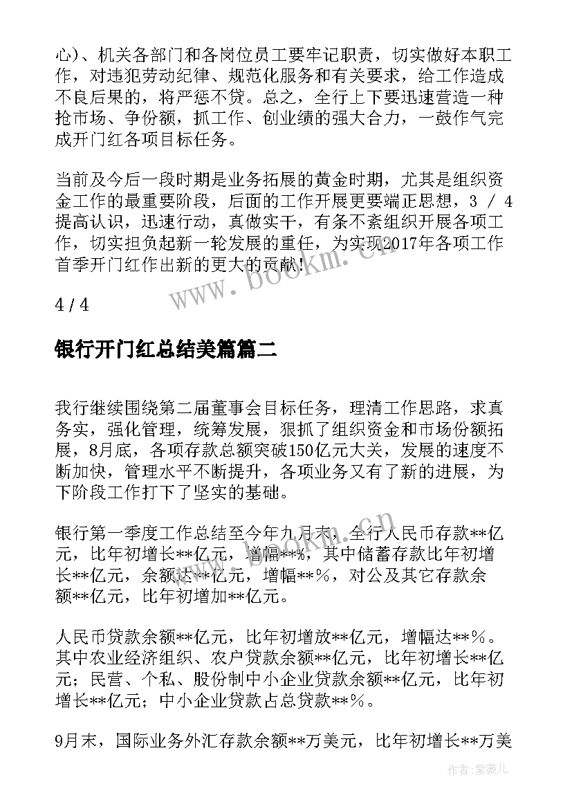 2023年银行开门红总结美篇 银行一季度开门红工作总结(精选5篇)