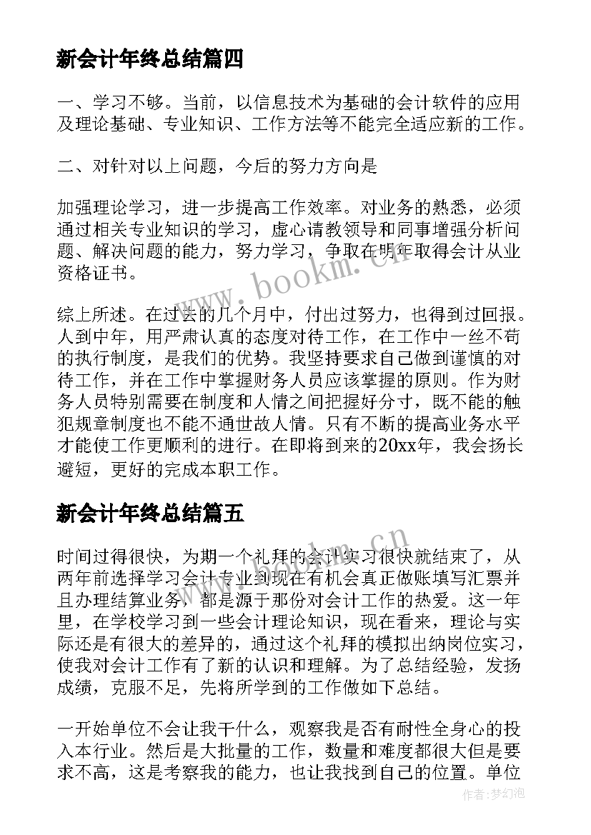 最新新会计年终总结(实用9篇)