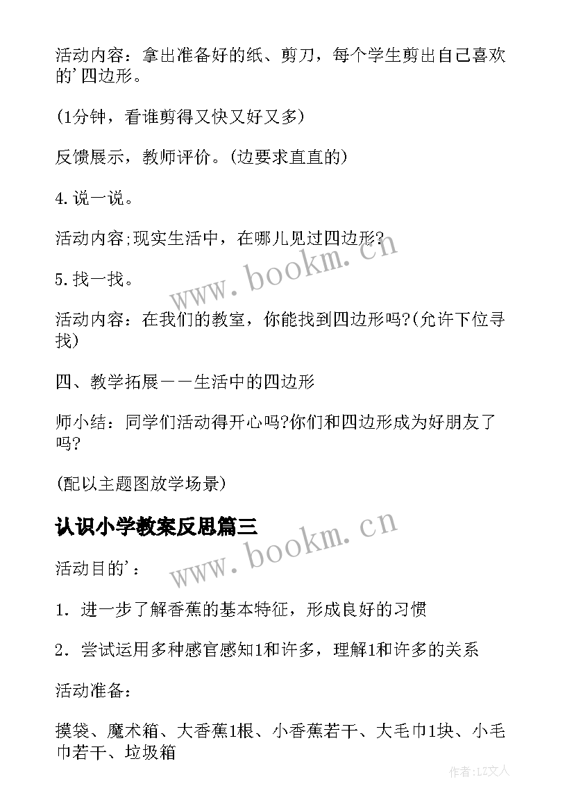 2023年认识小学教案反思(通用5篇)