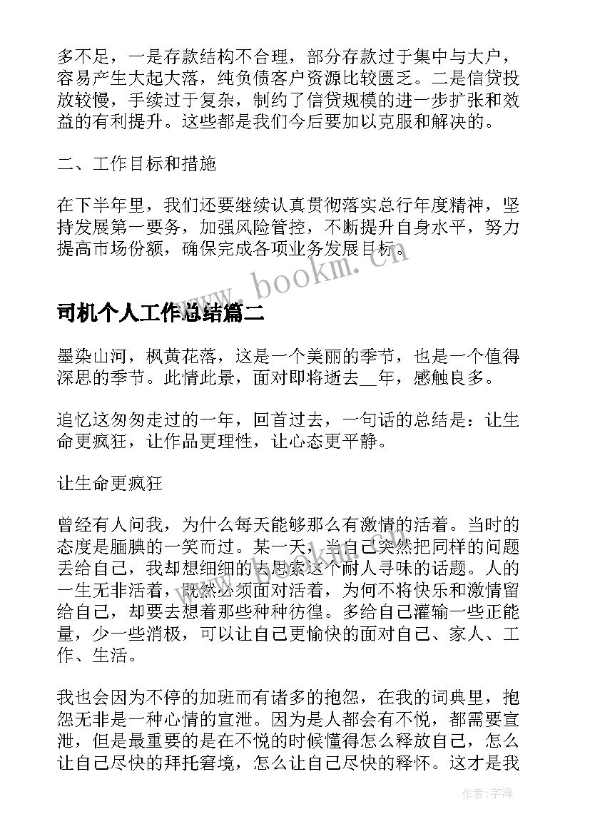 2023年司机个人工作总结(通用5篇)