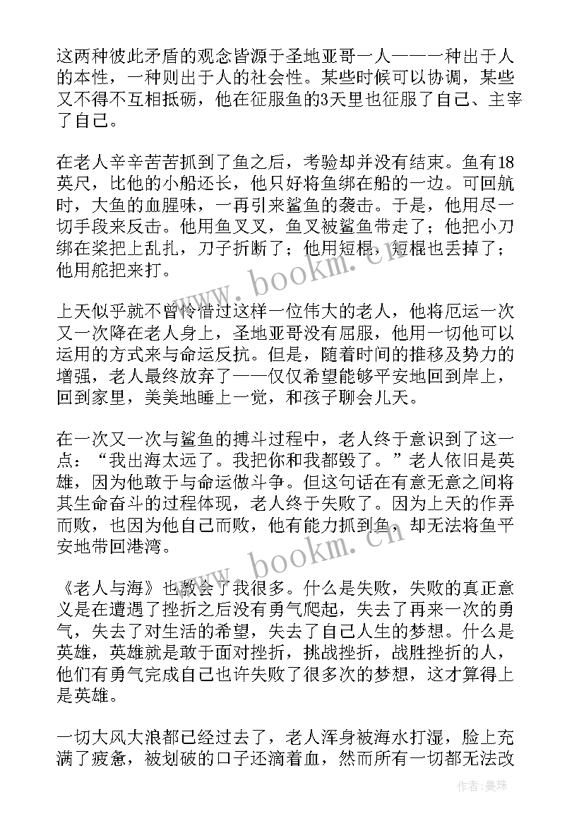 老人与海读后感教师点评(优质7篇)