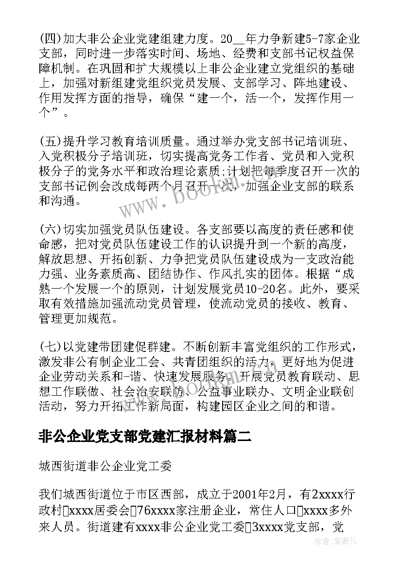 2023年非公企业党支部党建汇报材料 非公企业党建工作计划(模板8篇)