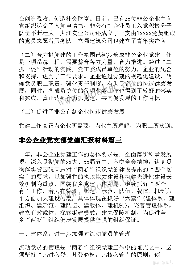 2023年非公企业党支部党建汇报材料 非公企业党建工作计划(模板8篇)