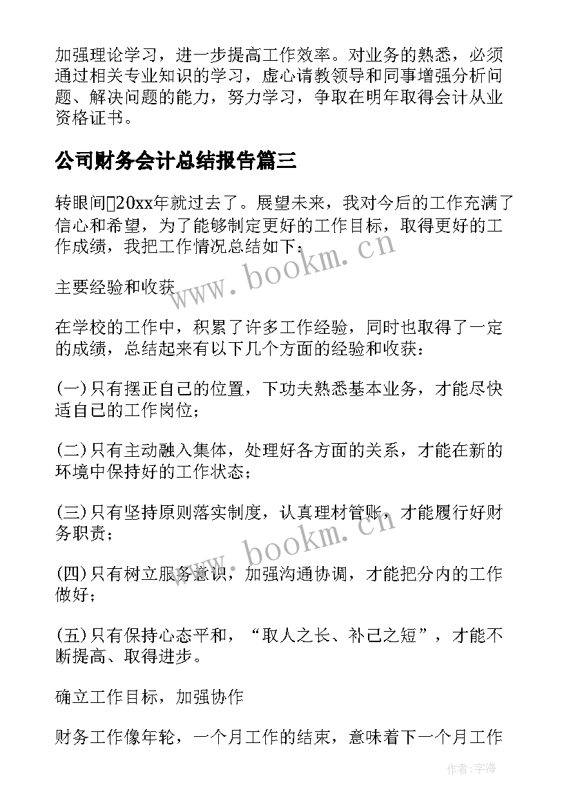 2023年公司财务会计总结报告 公司财务会计工作总结(实用5篇)