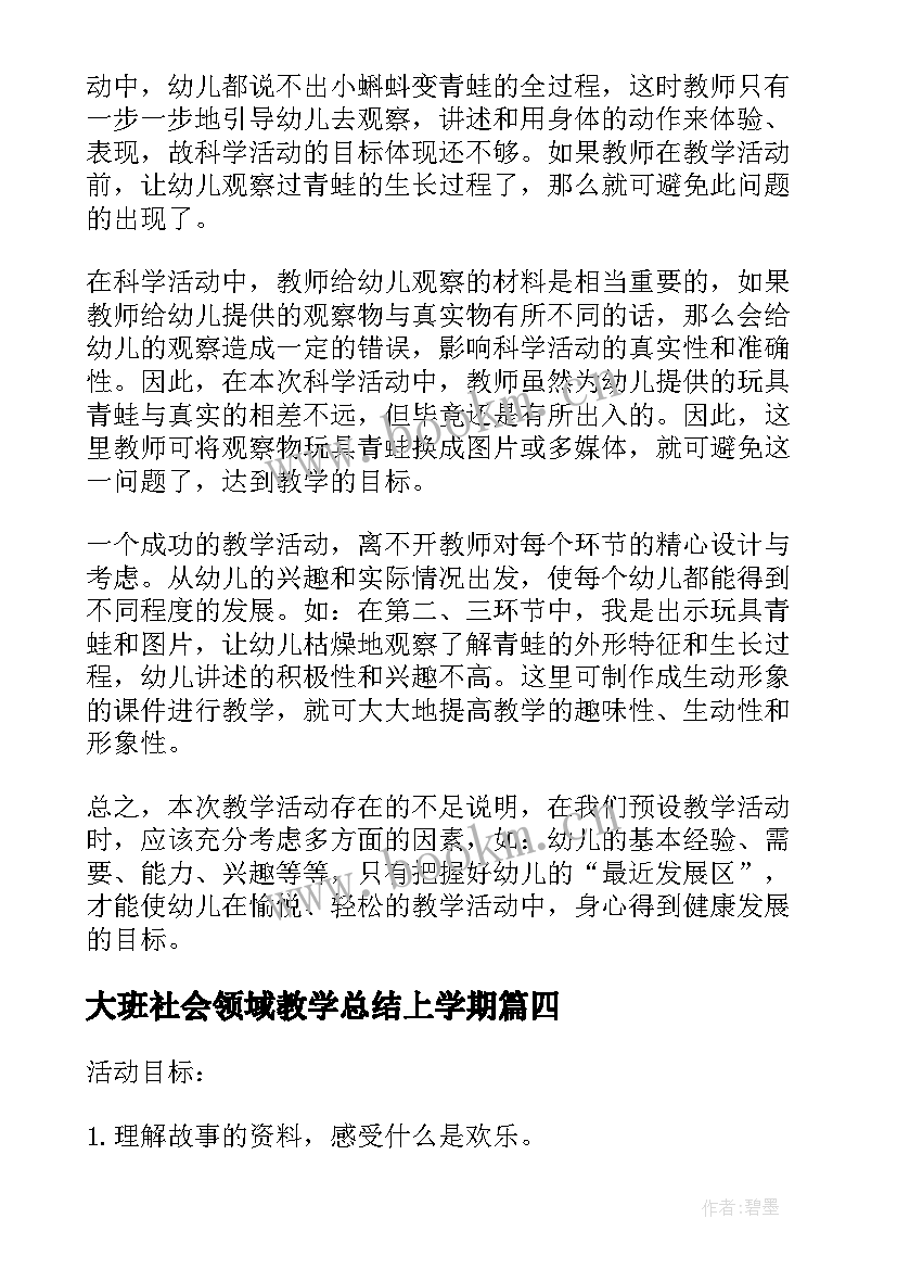 2023年大班社会领域教学总结上学期(优秀8篇)