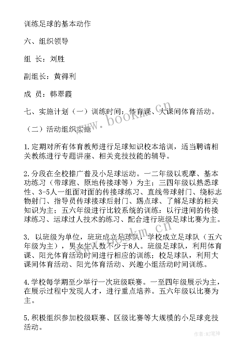 最新培训足球方案 足球培训计划方案(优质5篇)