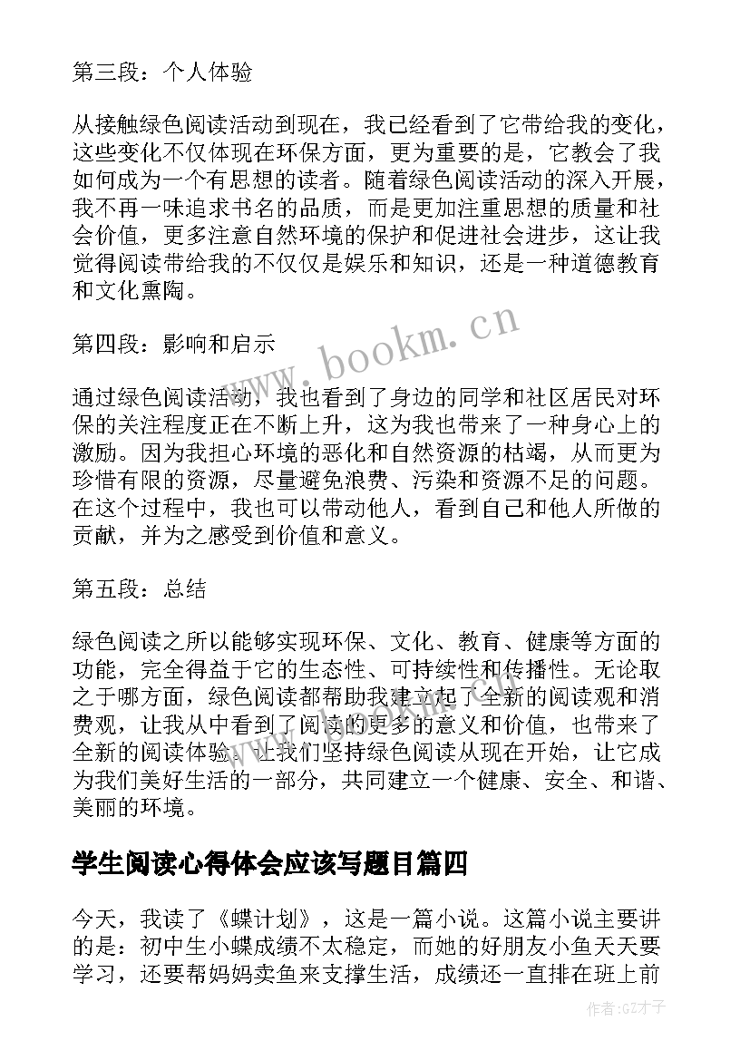 2023年学生阅读心得体会应该写题目(大全6篇)