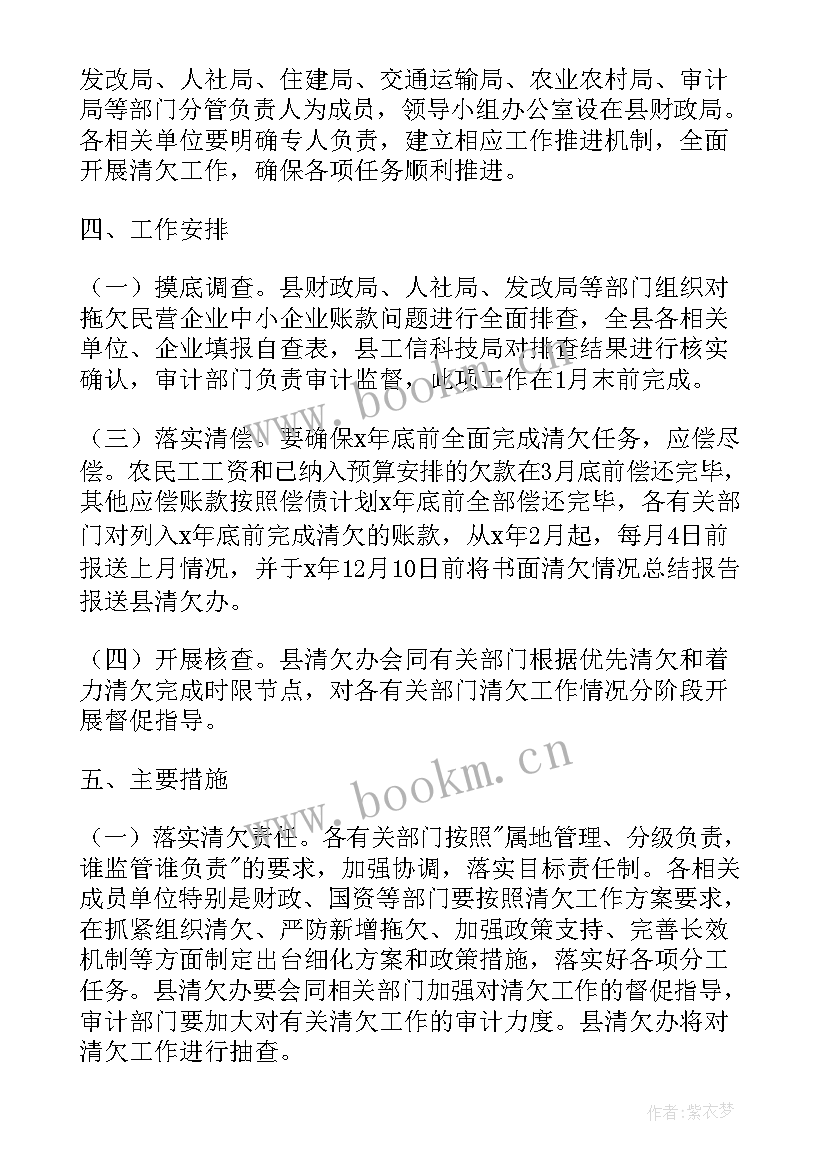 最新拖欠民企中小企业账款工作清理方案(实用5篇)