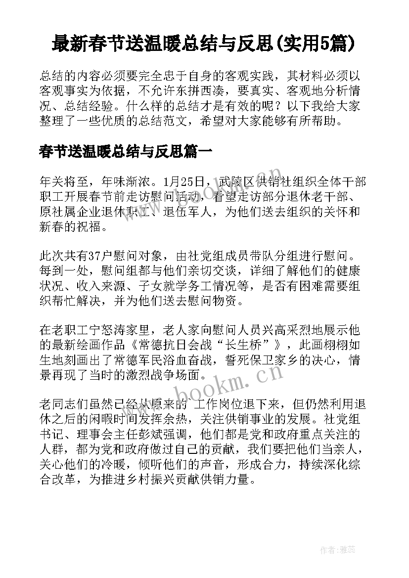 最新春节送温暖总结与反思(实用5篇)