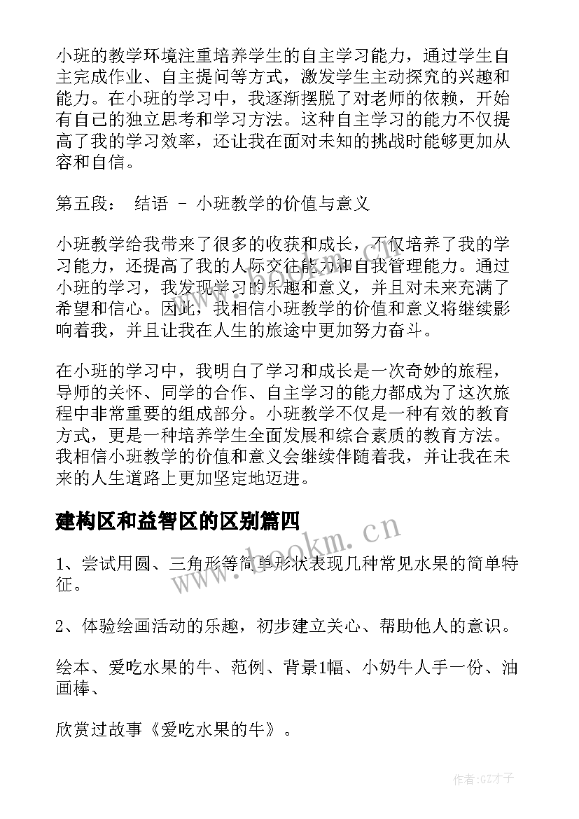 建构区和益智区的区别 小班的心得体会(大全5篇)